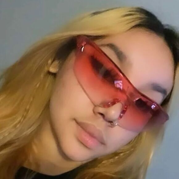 🆕Pink Ombre Tinted Lens Flat Top Rimless Wrap Around Sunglasses - Picture 3 of 4